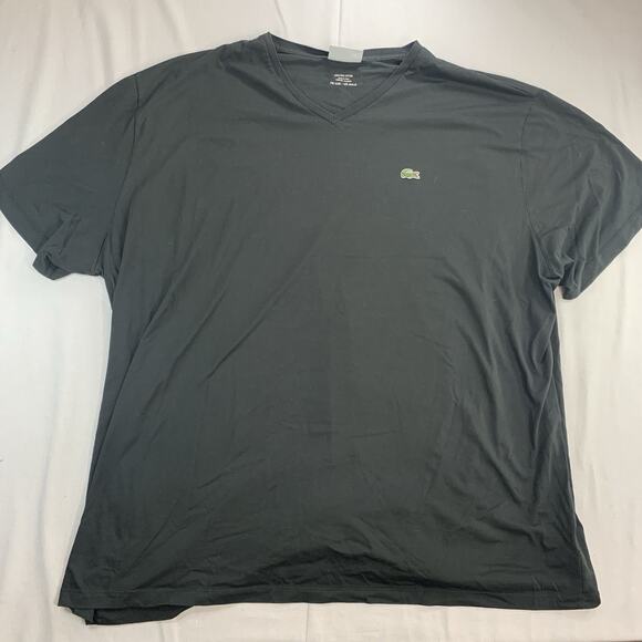 Lacoste V Neck T-Shirt Mens 4XL XXXXL Tall Black - Picture 1 of 6